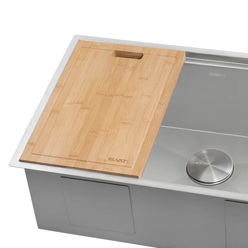 Ruvati Ruvati 17 x 11 inch LedgeFit Bamboo Replacement Cutting Board for Ruvati Workstation Sinks