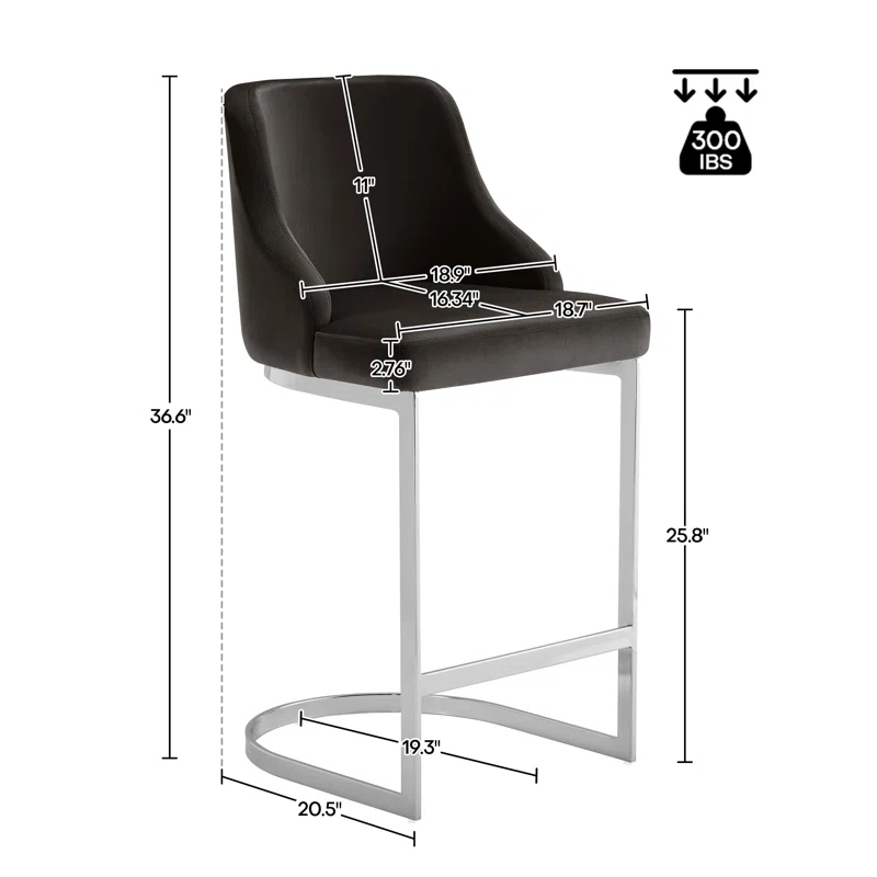 Orren Ellis Upholstered Bar Stool Upholstered Counter Stool with Metal Frame