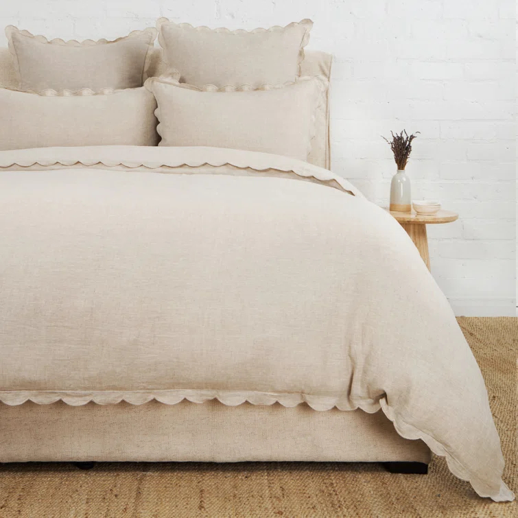 Kelly Linen Duvet Cover by Pom Pom At Home - Flax / Queen