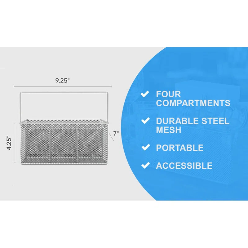YBM Home Metal Rectangle Flatware Caddy