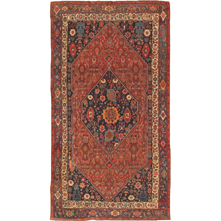 Pasargad Azerbaijan One-of-a-Kind Rectangle 7'7" X 13'10" 1910s Wool Area Rug in Black/Firebrick