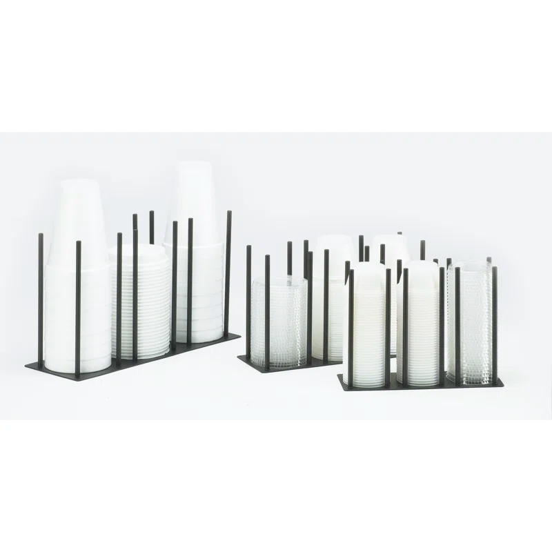 Cal-Mil Iron Black 3-Section Horizontal Ramekin and Lid Organizer