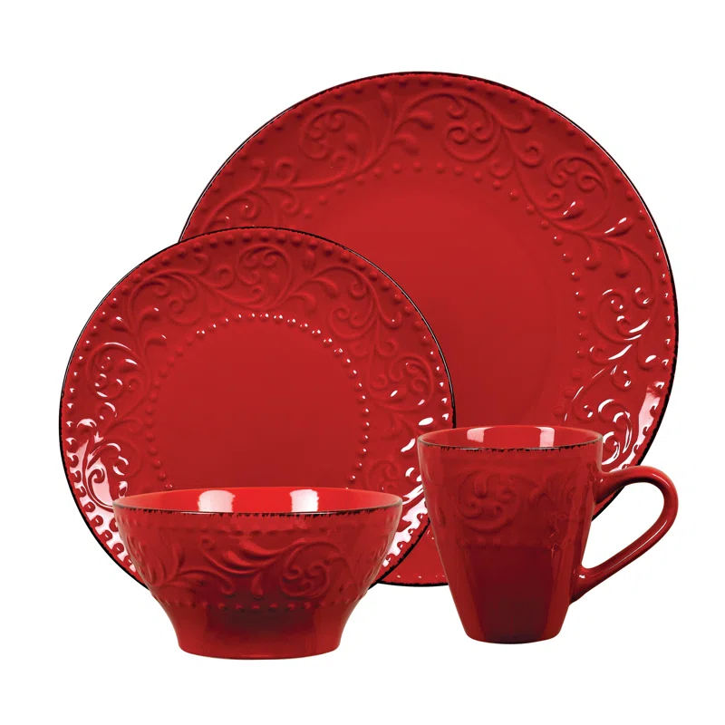Lorren Home Trends Lorren 16 Piece Stoneware Dinnerware Set - Service for 4