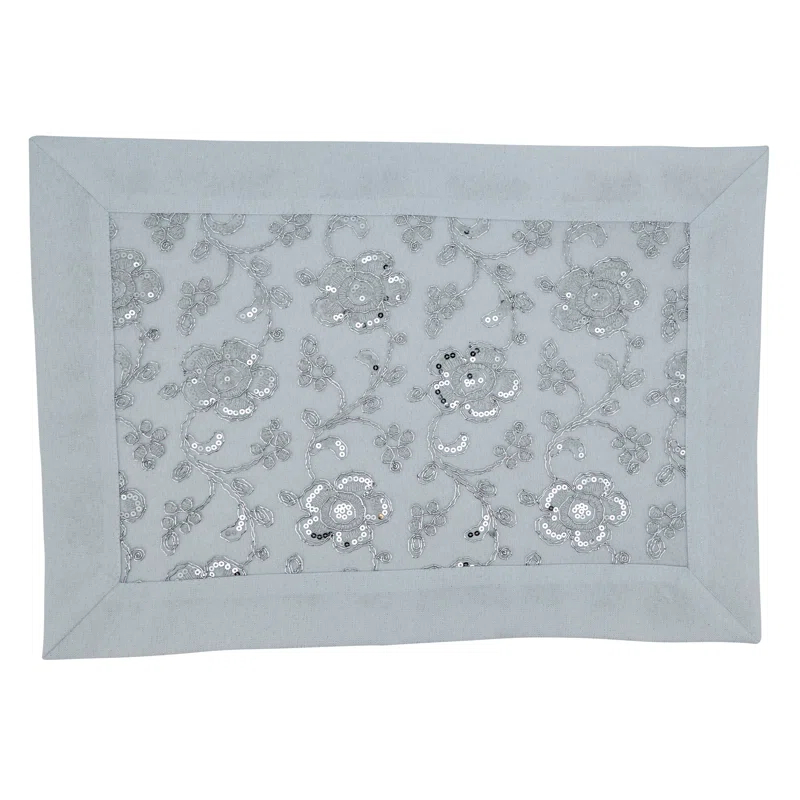Saro Éloise Collection Polyester Embroidered Rectangle Placemat (Set of 4)