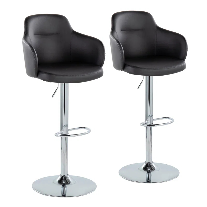 LumiSource Boyne Swivel Upholstered Adjustable Height Counter Stool with Metal Frame (Set of 2)