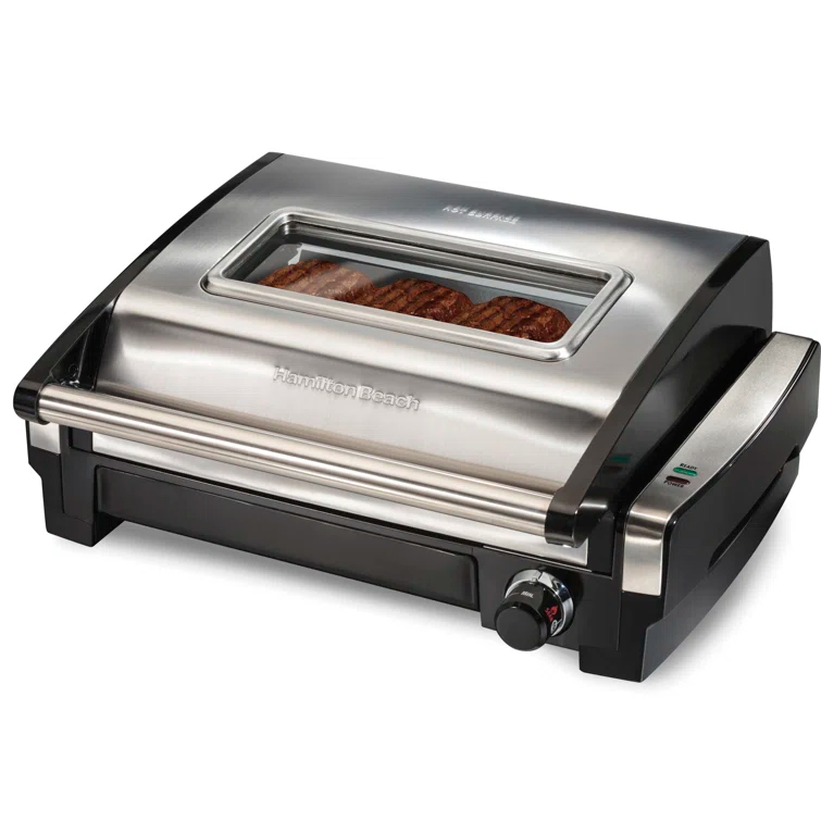 Hamilton Beach Hamilton Beach® Electric Indoor Searing Grill with Removable Non-Stick Grate, Viewing Window & Adjustable Temperature Control to 450°F, 118 sq. in. Surface Serves 6
