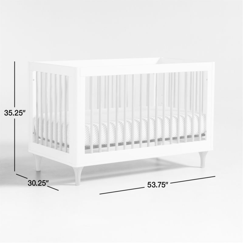 Babyletto Lolly White & Natural Wood 3-in-1 Convertible Baby Crib with Toddler Bed Conversion Kit