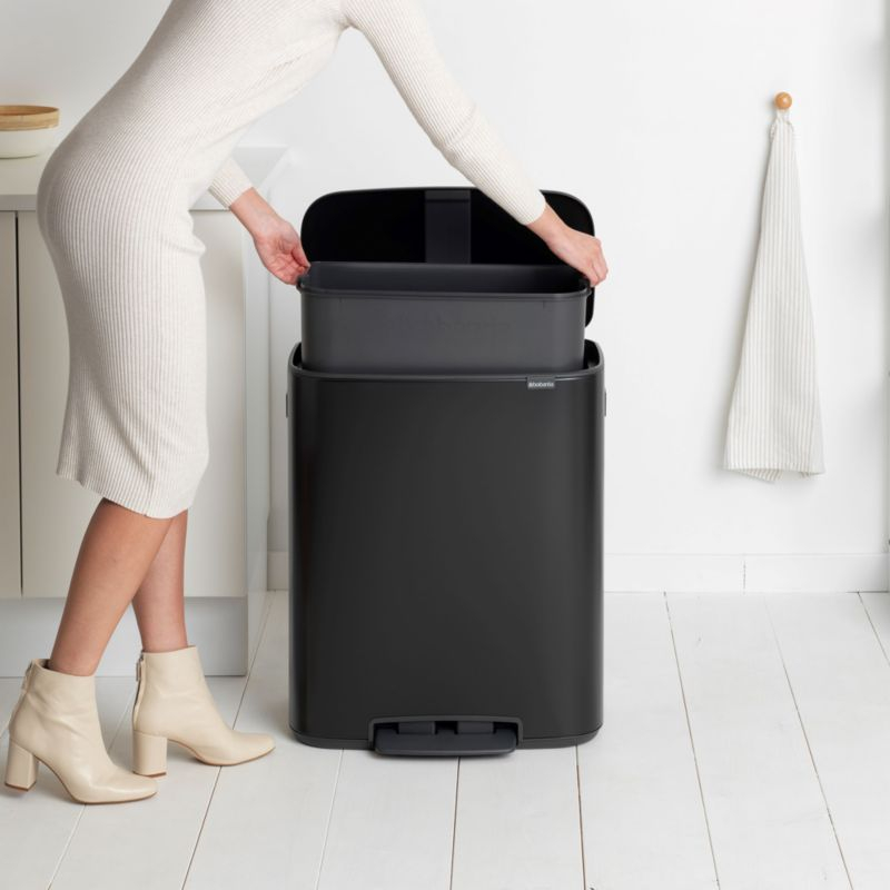 Brabantia Bo Step On Trash Can, Matte Black, 16 Gallon
