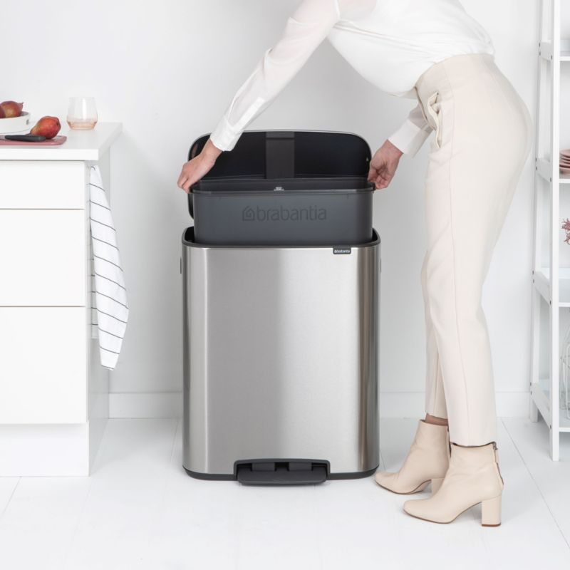Brabantia Bo Step On Trash Can, Matte Steel Fingerprint Proof, 16 Gallon