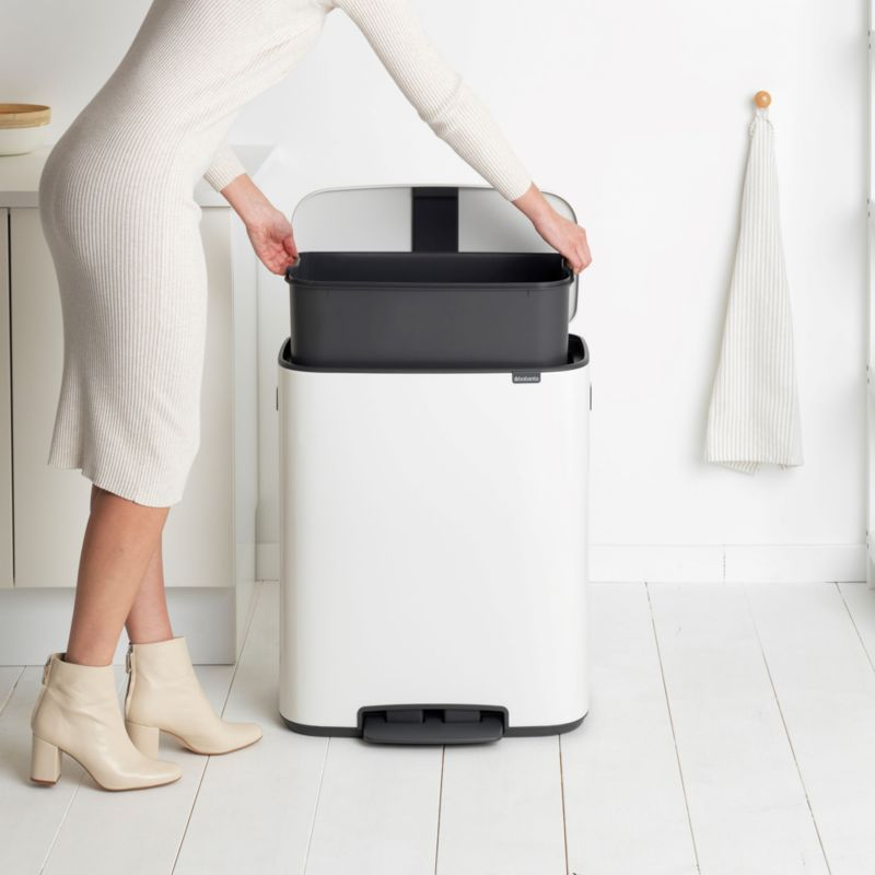 Brabantia Bo Step On Trash Can, White, 16 Gallon