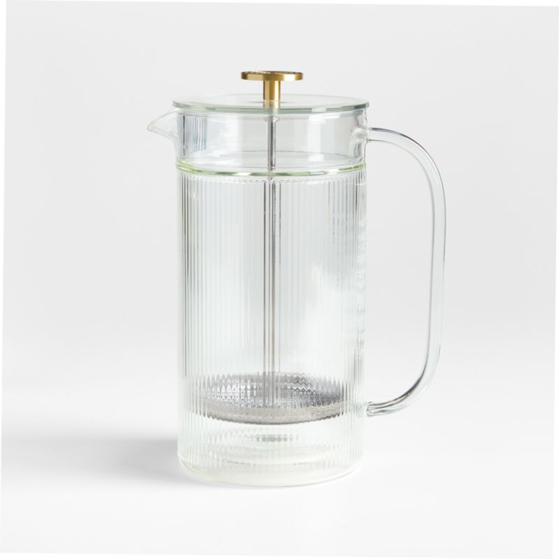 Bodum x Crate & Barrel Verona Clear Double Wall French Press with Brass Knob