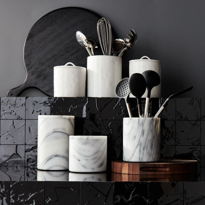 Crate & Barrel Black Silicone and Stainless Steel Deep Slotted Spoon