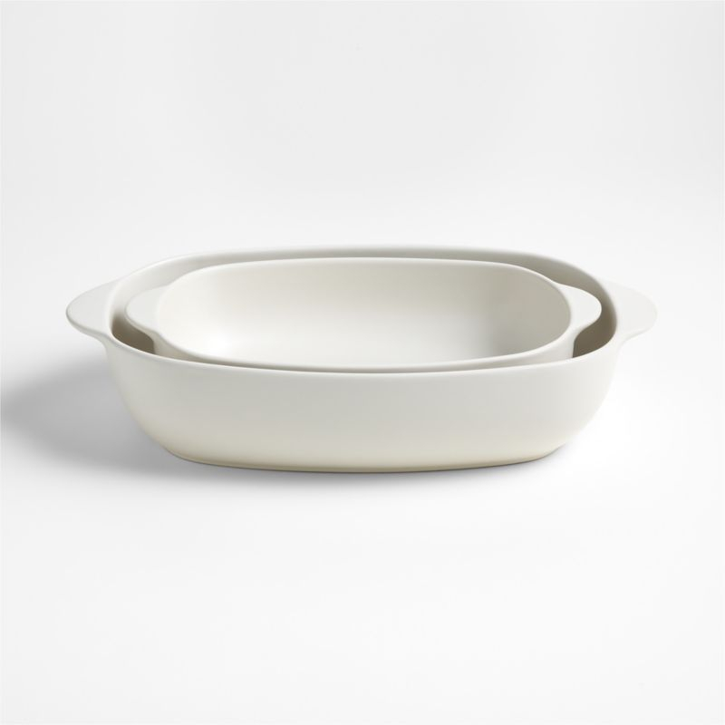 Craft Linen Cream 2-Piece Stoneware Bakers Set