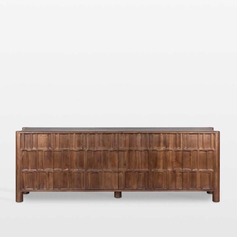Ezri 98" Brown Carved Oak Wood Media Console