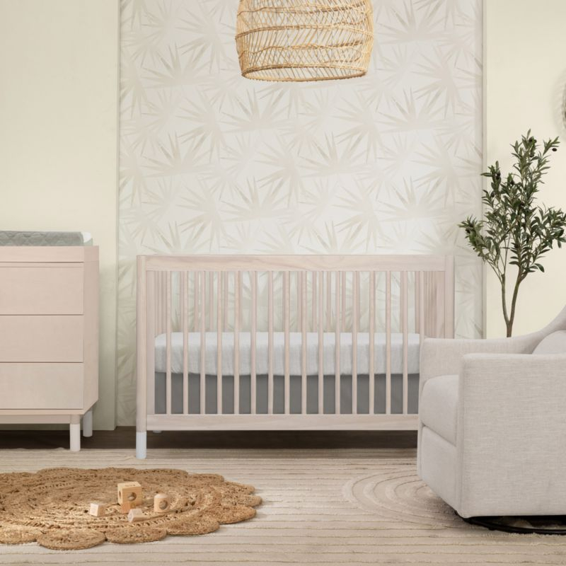 Babyletto Gelato White & Washed Natural Wood 4-in-1 Convertible Baby Crib with Toddler Bed Conversion Kit