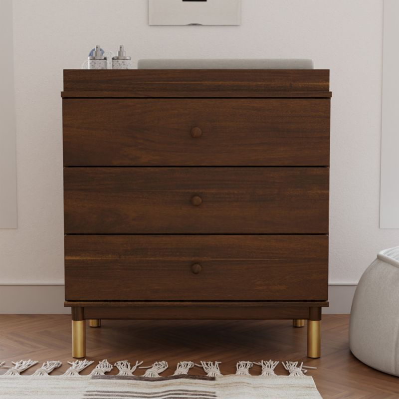 Babyletto Gelato Natural Walnut Wood 3-Drawer Dresser with Removable Changing Tray