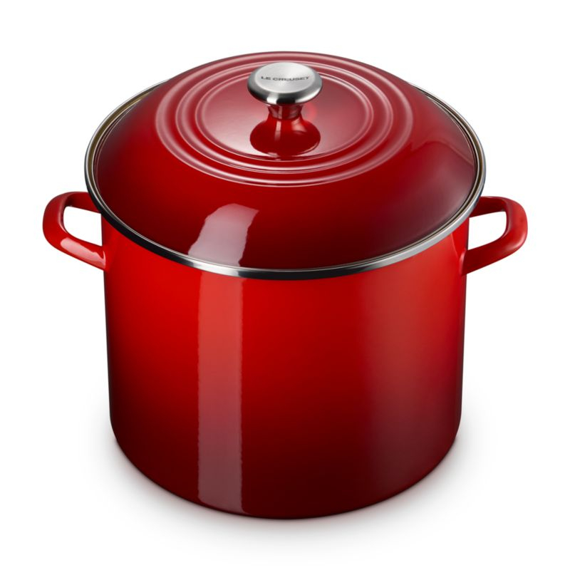 Le Creuset ® 16-Qt. Cerise Enameled Stockpot with Stainless Steel Knob