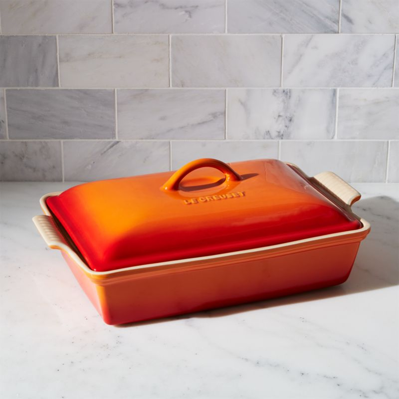 Le Creuset ® Heritage 4-Qt. Flame Rectangular Casserole Dish with Lid