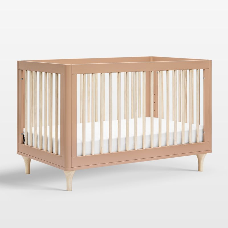 Babyletto Lolly Canyon Pink & Washed Natural Wood 3-in-1 Convertible Baby Crib with Toddler Bed Conversion Kit