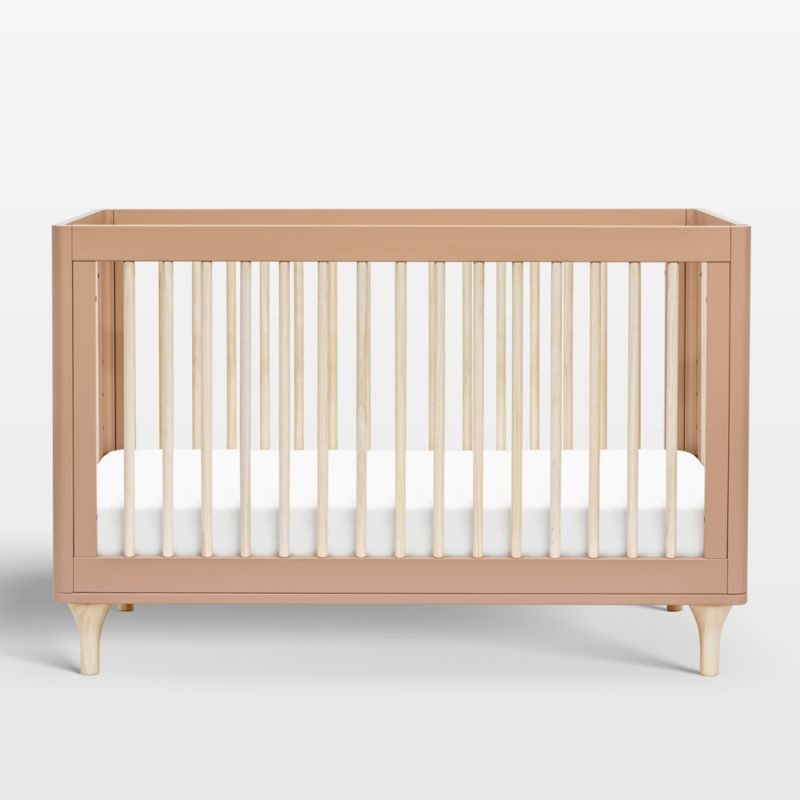 Babyletto Lolly Canyon Pink & Washed Natural Wood 3-in-1 Convertible Baby Crib with Toddler Bed Conversion Kit