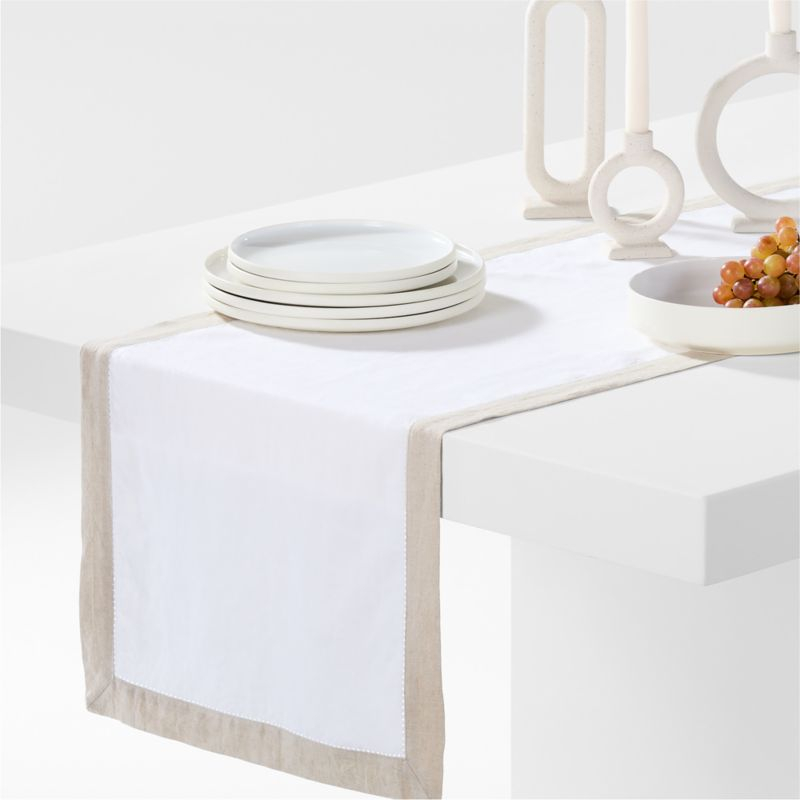 Marin 120" White EUROPEAN FLAX ™-Certified Linen Table Runner