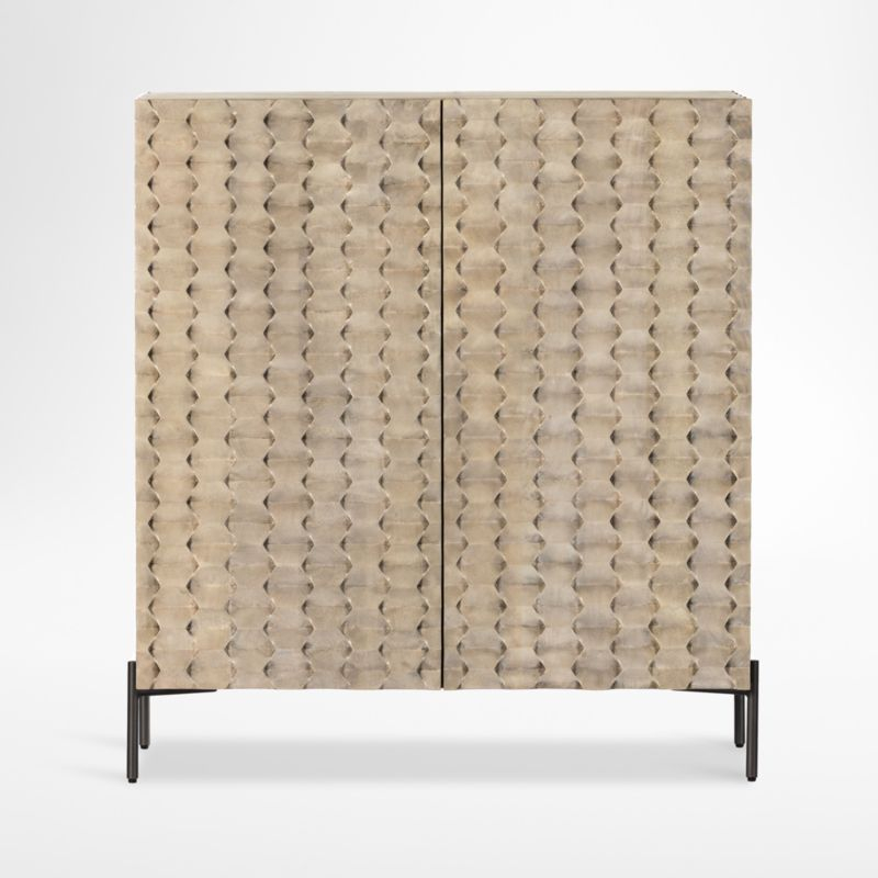 Raffael 39" Grey Wash Wood Bar Cabinet with Storage