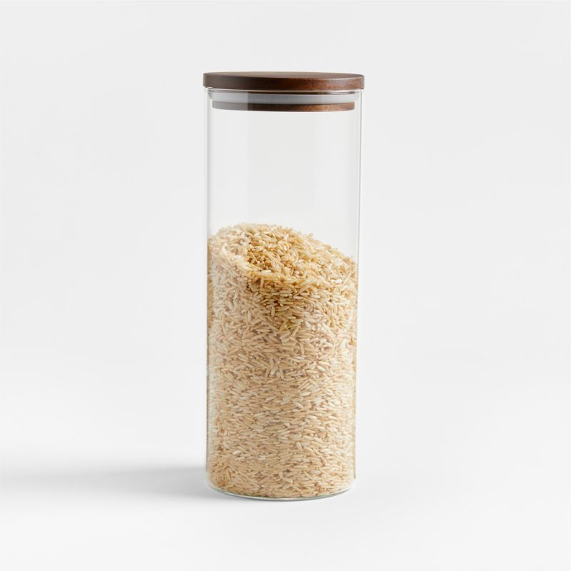 Large Round Glass Canister with FSC-Certified Dark Acacia Wood Lids
