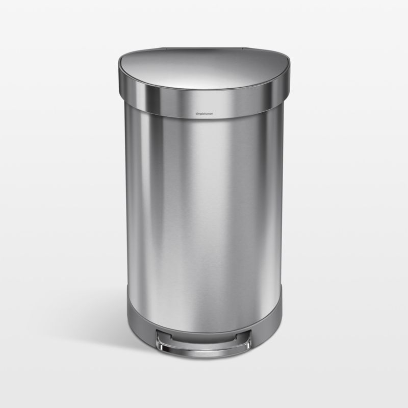 Simplehuman 45 Liter Semi-Round Liner Rim Trash Can, Brushed Stainless Steel