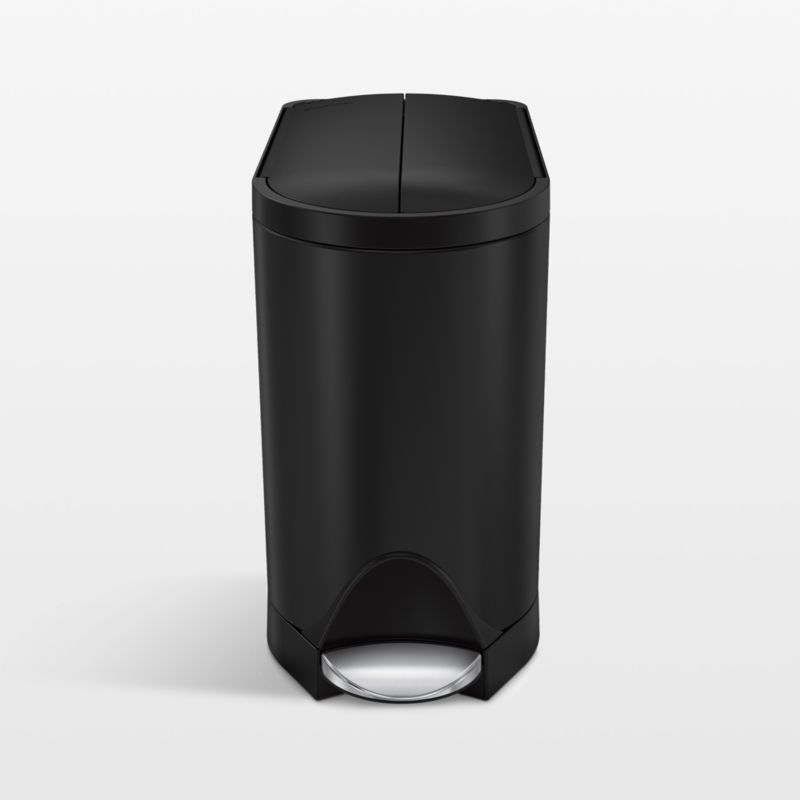 Simplehuman 10 Liter Butterfly Lid Bathroom Trash Can, Matte Black Steel