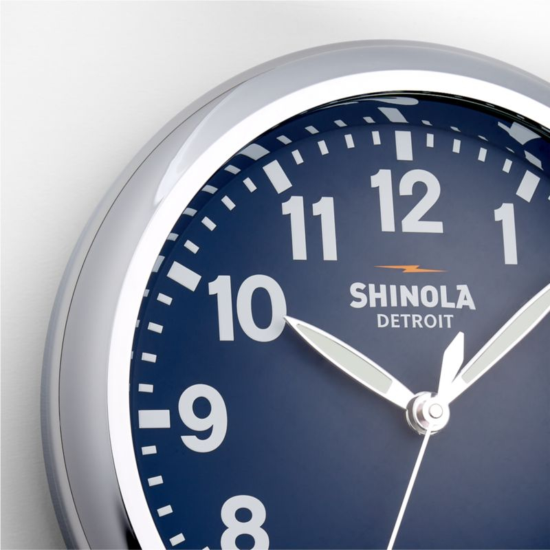 Shinola Runwell Chrome & Navy Blue Wall Clock