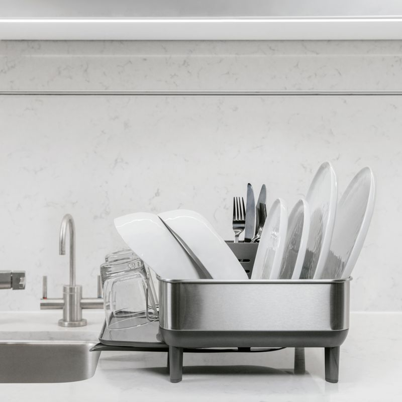 Simplehuman Compact Dish Drying Rack, Brushed Stainless Steel Frame