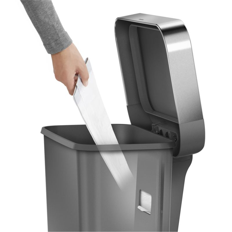 Simplehuman 45 Liter Rectangular Kitchen Trash Can with Liner Pocket, Grey Plastic