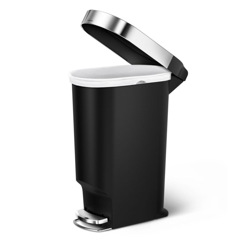Simplehuman 40 Liter Slim Kitchen Trash Can, Black Plastic