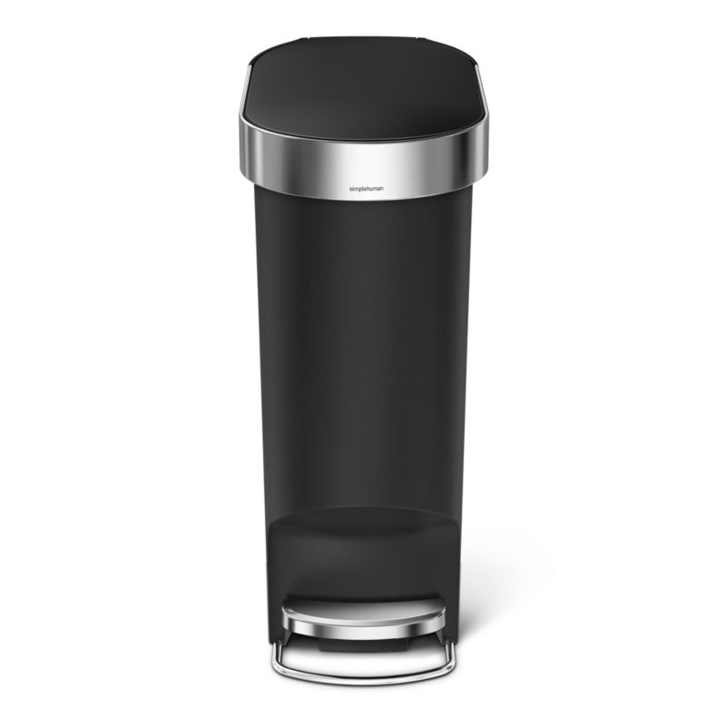 Simplehuman 40 Liter Slim Kitchen Trash Can, Black Plastic