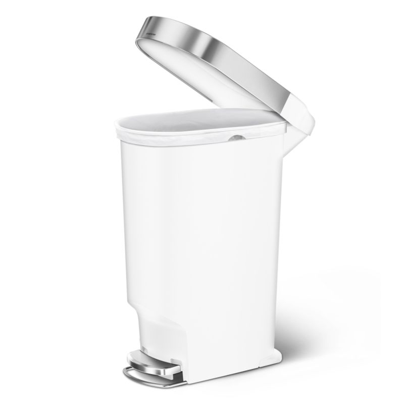 Simplehuman 40 Liter Slim Liner Rim Trash Can, White Plastic