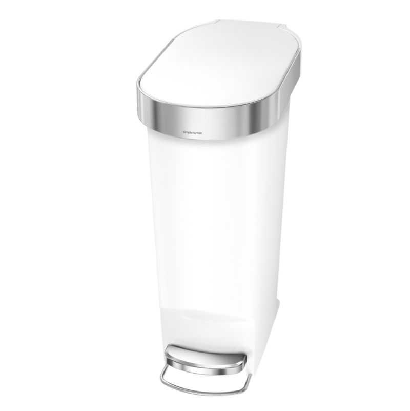 Simplehuman 40 Liter Slim Liner Rim Trash Can, White Plastic