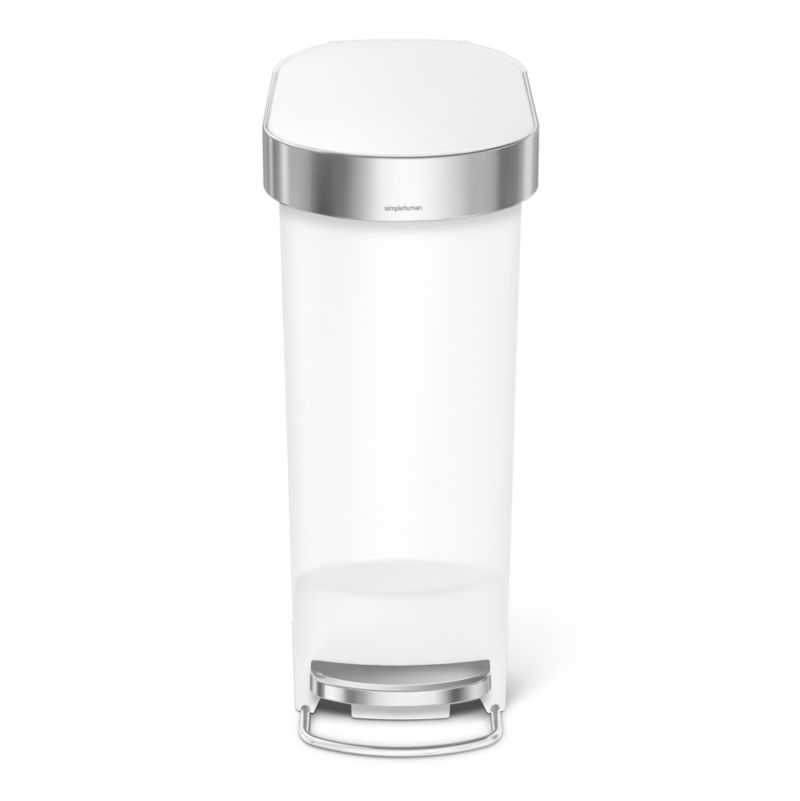 Simplehuman 40 Liter Slim Liner Rim Trash Can, White Plastic