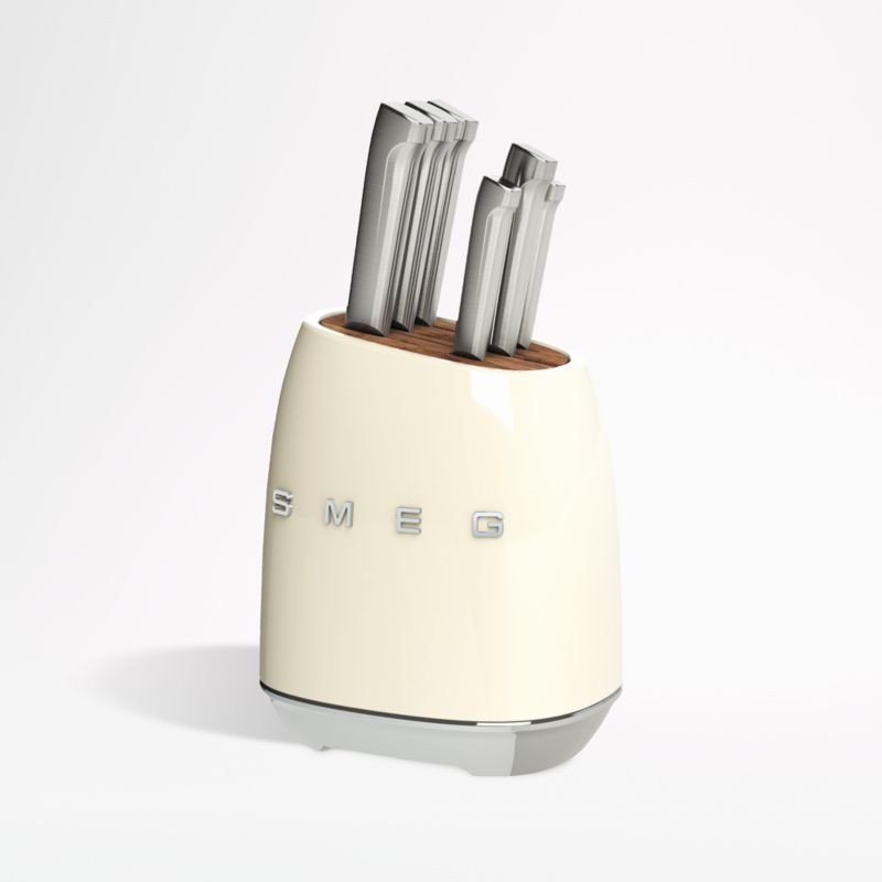 SMEG Creme 7-Piece Knife Block Set