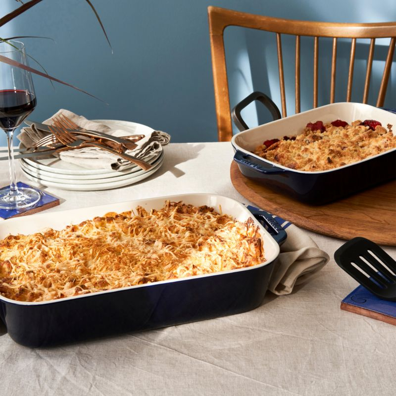 Staub Dark Blue Rectangular Bakers, Set of 3