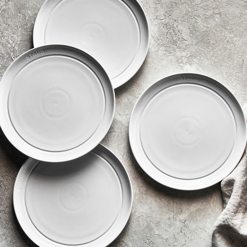 Staub White Stoneware Salad Plates, Set of 4