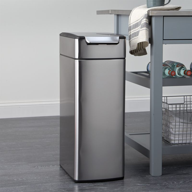 Simplehuman 40 Liter Slim Touch Bar Trash Can, Brushed Stainless Steel