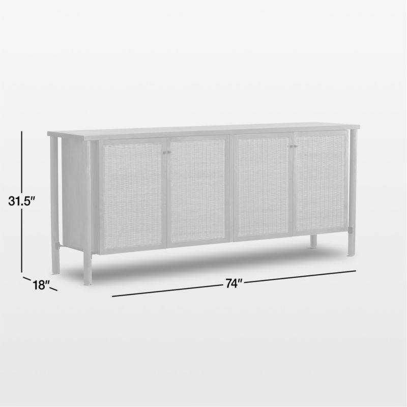 Veta 74" Taupe Cane and Wood Credenza