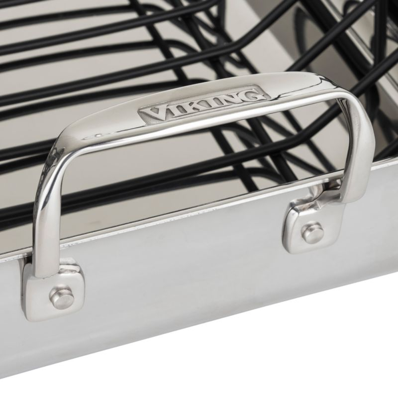 Viking ® 3-Ply Stainless Steel Roasting Pan with Rack and Thermometer Set