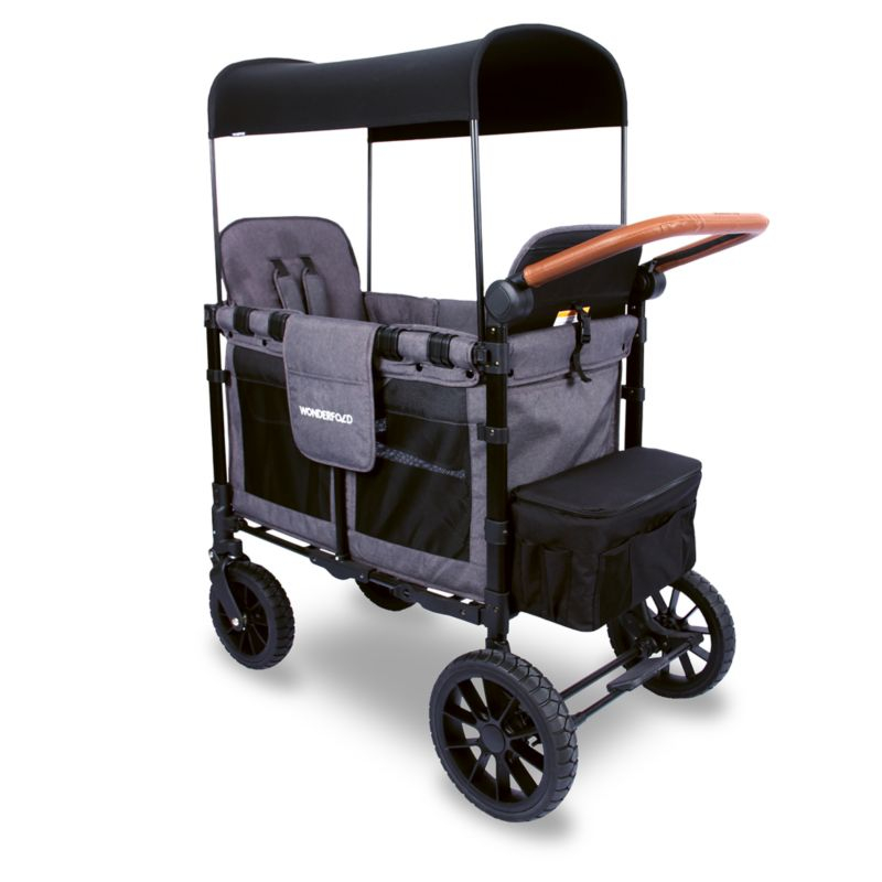Wonderfold W2 Luxe Charcoal Gray Double Kids Stroller Wagon