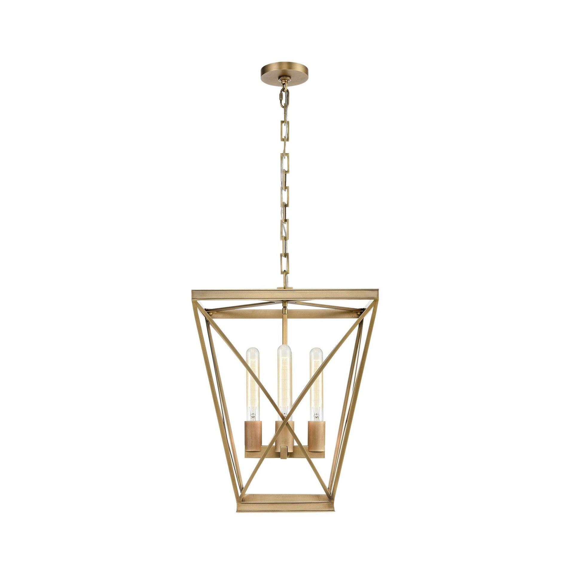 Lattice Criss-Cross 4-Light Pendant in Vintage Brass