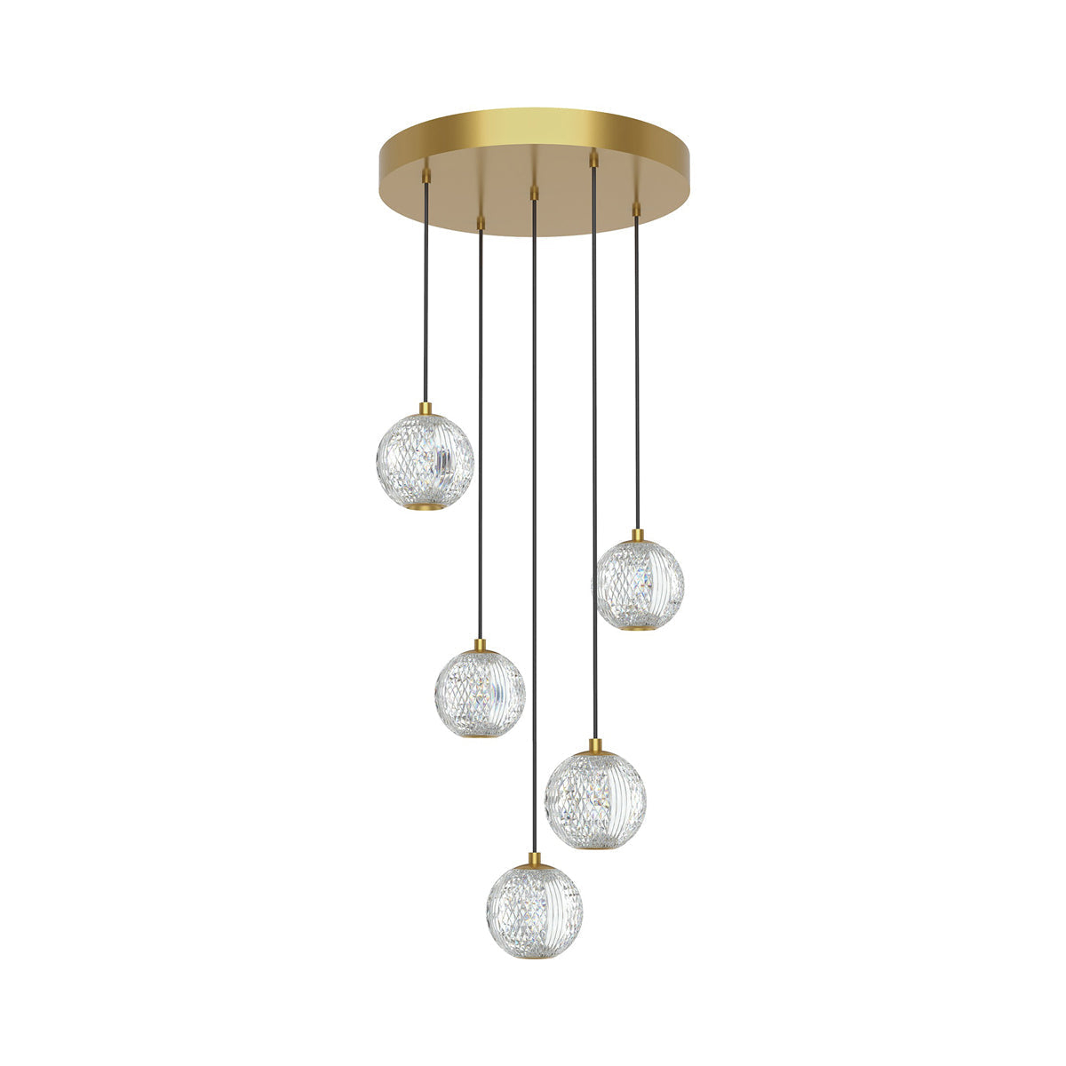 Marni Natural Brass and Polished Nickel LED Pendant Light with Glass Spheres