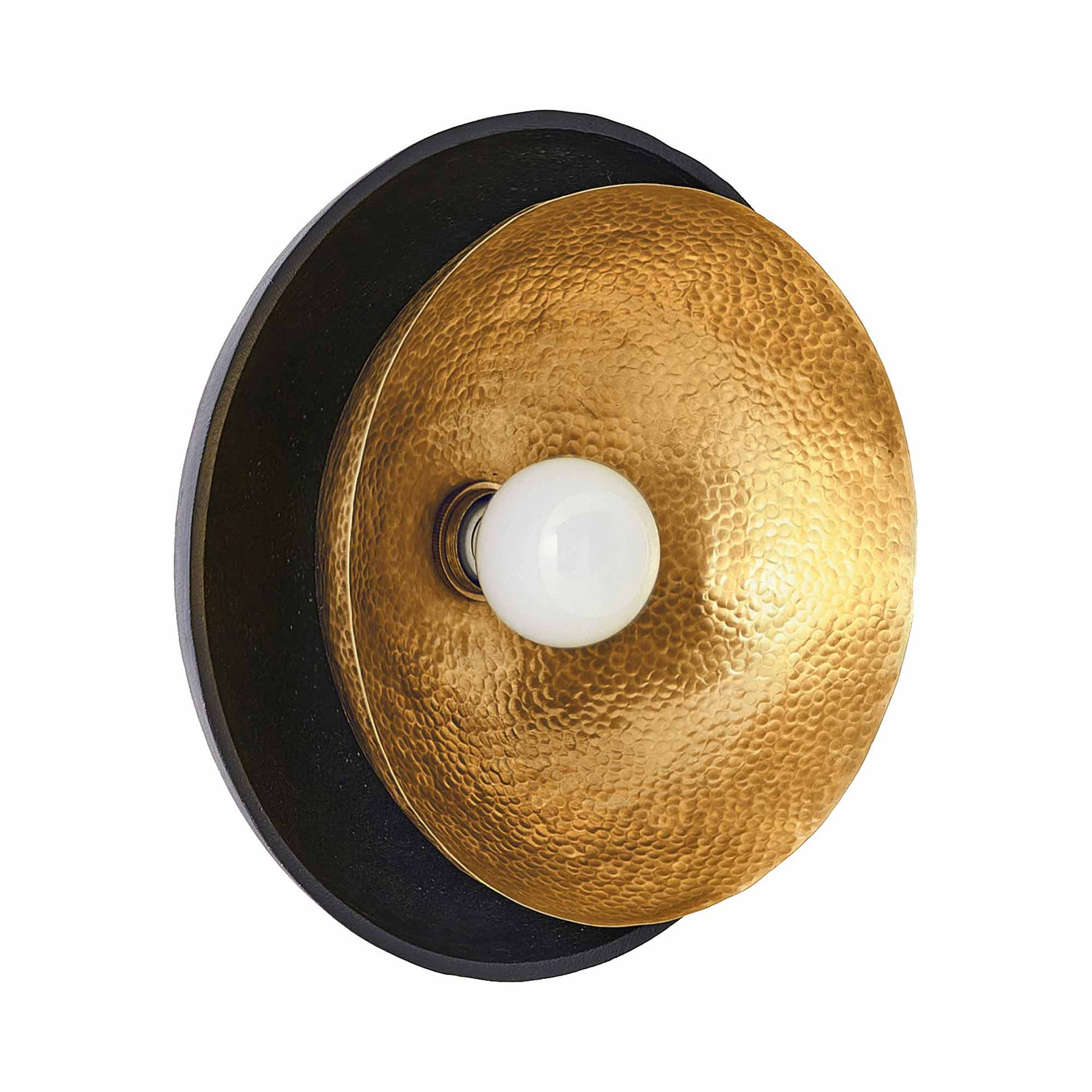 Antique Brass and Blackened Iron Dual Bowl Flush Mount