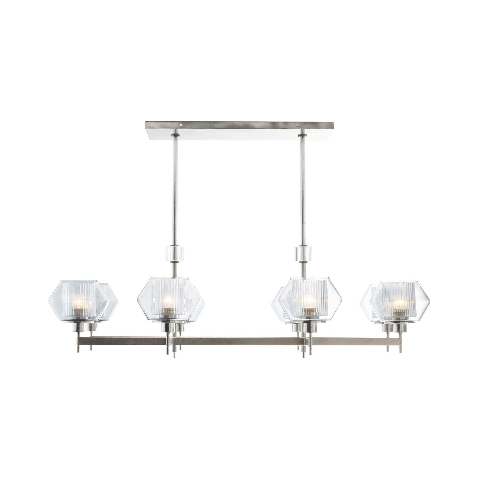 Holm 50-Inch Pewter and Glass Linear Chandelier