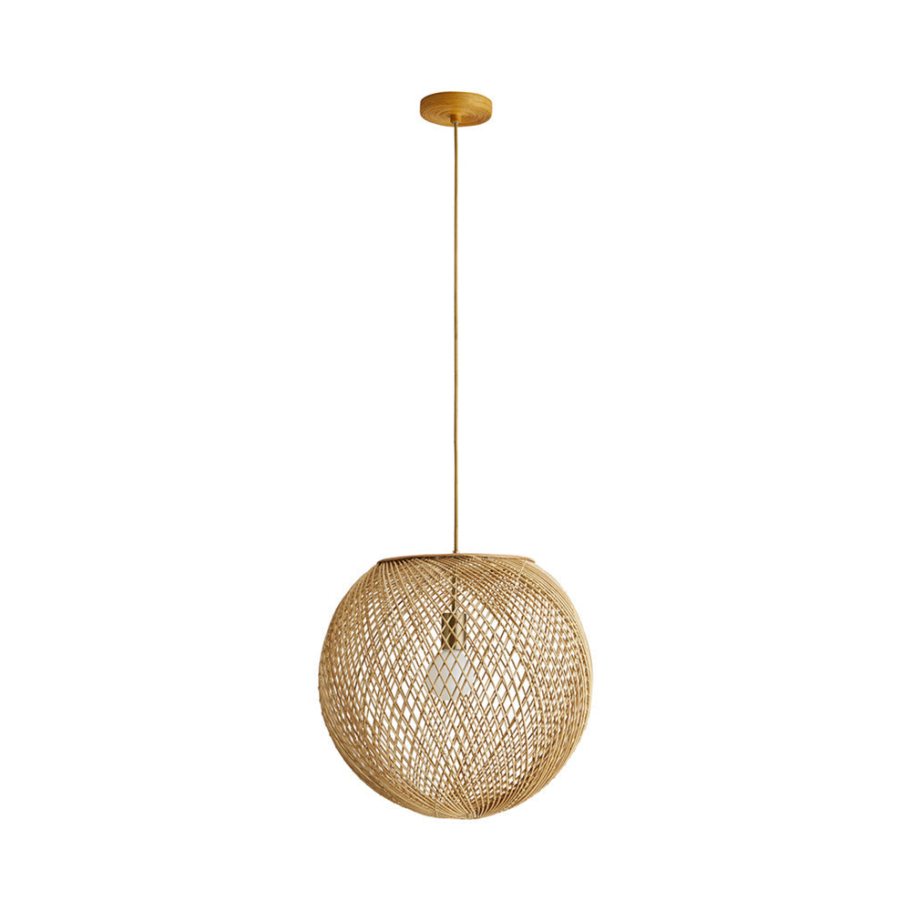Indiana Antique Brass and Rattan Globe Pendant Light