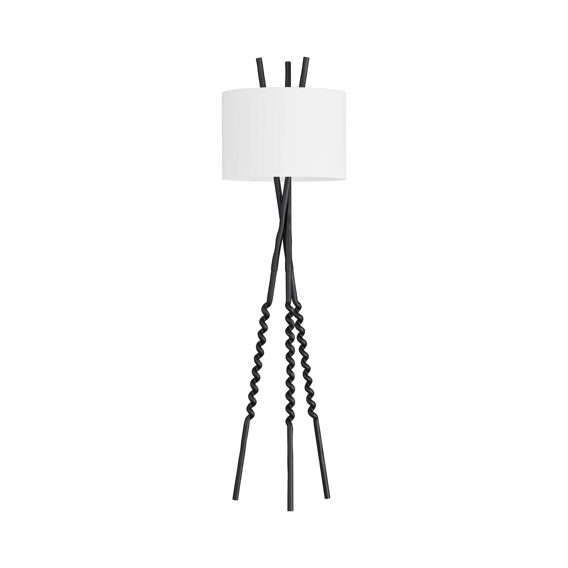 Bronze Tripod Floor Lamp with Off-White Cotton Shade